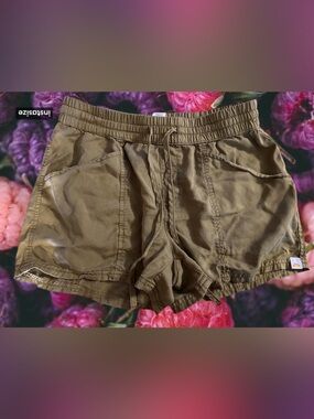 Khaki olive/yellow Drawstring Cargo Shorts